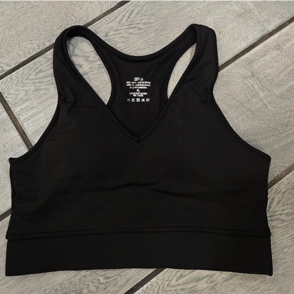 Zenana Womens Black Racerback V-Neck Sports Bra XL NST-6078D4โ